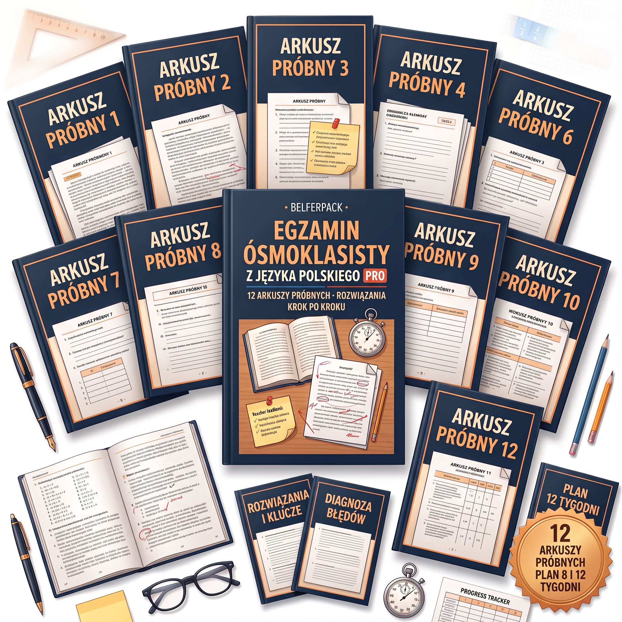 Egzamin ósmoklasisty z języka polskiego PRO: 12 arkuszy próbnych